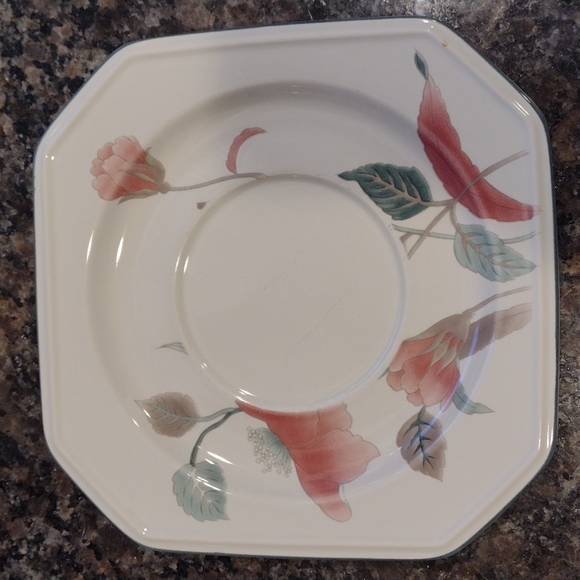 Mikasa Silk 🌺 Flowers Gravy Boat  Stand Tray Plate like new Japan  discontinued - Picture 6 of 6